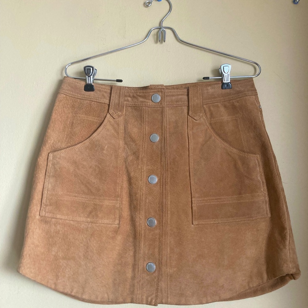 BlankNYC tan brown leather snap skirt 29